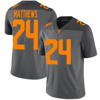 Jordan Matthews Limited Gray Men's Tennessee Volunteers Football Jersey