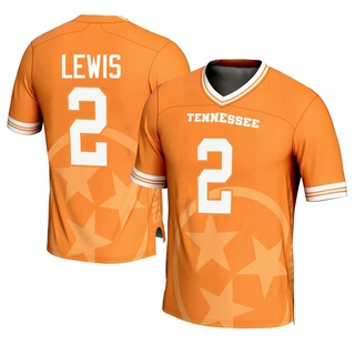 Peyton Lewis Game Orange Men's Tennessee Volunteers Replica Icon Print Football Jersey