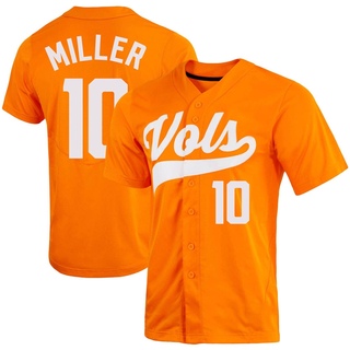 Ryan Miller Replica Orange Men's Tennessee Volunteers Full-Button Baseball Jersey