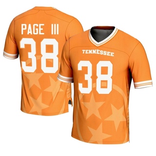 Solon Page III Game Orange Men's Tennessee Volunteers Replica Icon Print Football Jersey